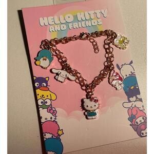 SANRIO Hello Kitty & Friends Charm Bracelet Gold-Tone Lobster Clamp Zinc 7" L